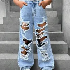 SHEIN ダメージデニム　9Y