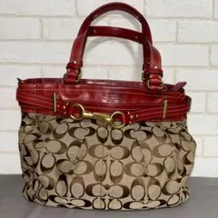 Coach トートバッグ ブラウン/レッド