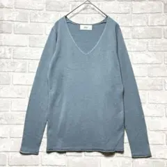 アズールバイマウジー ニットカットソー M ブルー 美品 Vネック 清楚 ギャル