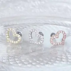 ハートのジルコニアボディピアス 軟骨ピアス ステンレスピアス/20Gシルバー1個のサムネイル