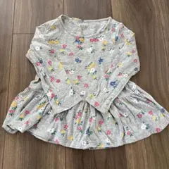 花柄長袖カットソー グレー