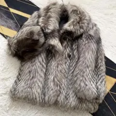 肉厚◎/総丈92 サガフォックス シルバーフォックス ファーコート