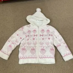 メゾピアノ　いちご柄　ボアパーカー