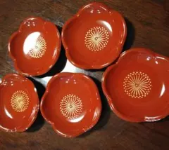 福梅箸置き5枚セット　漆器　小皿