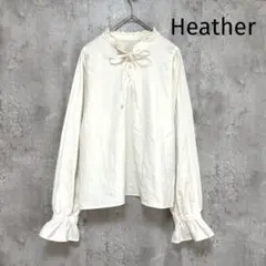 【Heather】フリル袖 長袖カットソー ブラウス リボン ホワイト ゆったり