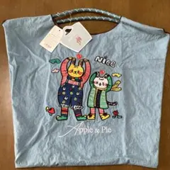 Apple & Pie 猫とウサギ刺繍　エコバッグ　Mサイズ