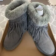UGG アグ ムートンブーツ フリンジ グレー 24cm