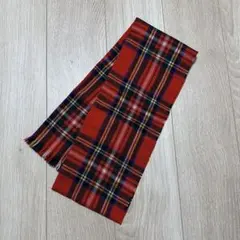 【新品未使用】赤緑 チェック柄 マフラー 毛100%