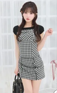 ミシェルマカロン ♡ リボンフリルチェックセットアップ フリーサイズ