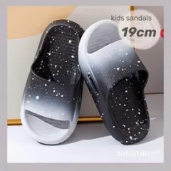 キッズ 子供 ビーチ サンダル ブラック 黒 19 cm 室内履き 下駄 七五三
