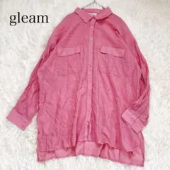 グリーム　シアーシャツ　オーバーサイズ　ピンク　ロング　レーヨン　ナイロン　F