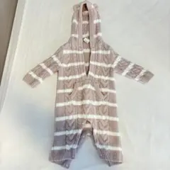 フード付きストライプロンパース