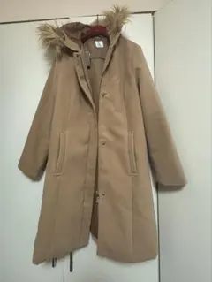 フード付き ベージュ チェスターコート