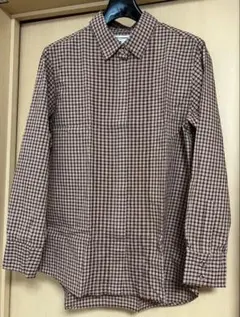 ユニクロ　イネスコットンチェックピンタックシャツ