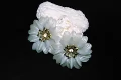 花モチーフ イヤリング ホワイト ゴールド 60s VINTAGE