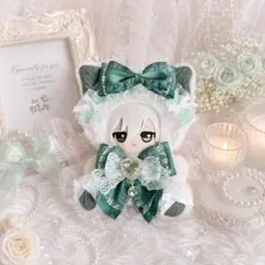 おすわりぬい服 緑ニットねこちゃん 11㎝〜15㎝ ちびぐるみ にじぬい