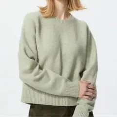 UNIQLO ユニクロ スフレヤーンクルーネックセーター ライトグリーン S