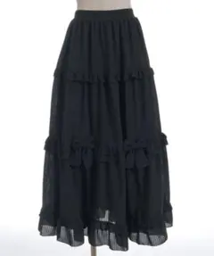 ☆axes femme POETIQUE☆ シアーギンガムティアードスカート 黒のサムネイル