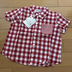 【新品タグ付き】ELLE 90 赤と白のチェック 半袖シャツ