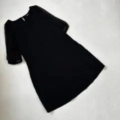 《エンジェリーベ》M Ｌ マタニティ ワンピース 黒 袖シフォン フォーマル