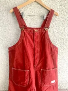 【RODEO CROWNS】コットンサロペット　レッド　ジャンプスーツ　フリー
