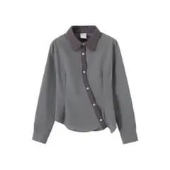 ストライプシャツ長袖紫