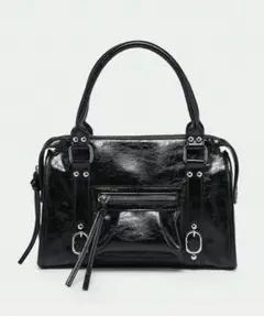 2WAY レザータッチスタッズデコ ボストンバッグ/ ショルダーバッグ Y2K