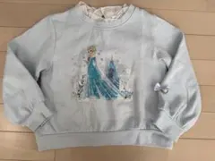 エルサ プリント 水色 裏毛のトレーナー 120cm