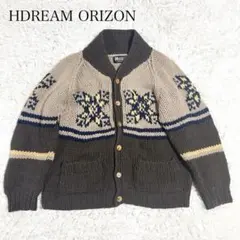 【HDREAM ORIZON】カウチンニット 雪柄ウール調 厚手 カーディガン