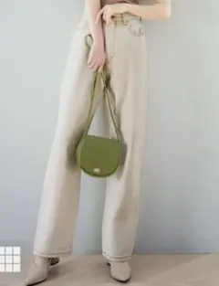 GRL グレイル 配色ステッチハイウエストストレートパンツ