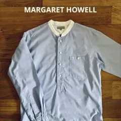 MARGARET HOWELL バンドカラーシャツ ライトブルー Lのサムネイル