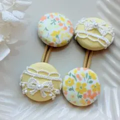 153✾︎ ハンドメイド　ヘアゴム2個セット　22㎜くるみボタン