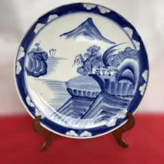 古伊万里焼 青染付の山水画 陶磁器特大皿 約46cm 骨董品 - メルカリ