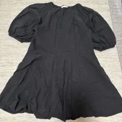 H&M ブラック Vネック チェック柄ワンピース