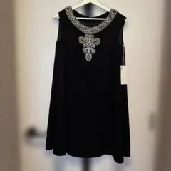ビジュー付き黒ノースリーブワンピース グレースコンチネンタル