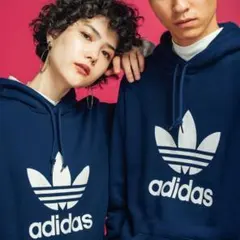 adidas アディダス トレフォイル パーカー ネイビー XS EJ9682