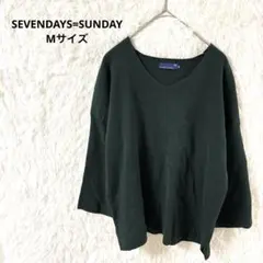 セブンデイズサンデイ Vネックニット セーター グリーン 緑 M ゆったり