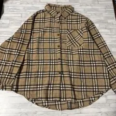 チェック柄フランネルシャツ 長袖 ブラウン系