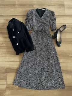 美品⭐︎パフスリーブフレアロングワンピース