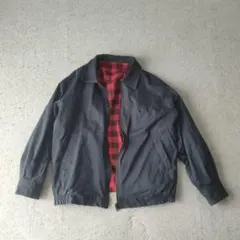 リバーシブル ハリントンジャケット チェック ネイビー スイングトップ