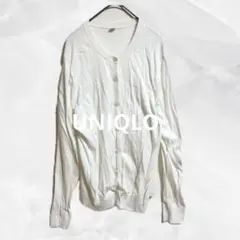 c943 ユニクロ　UVカットクルーネックカーディガンL 冷房対策　綿　レーヨン