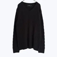 アズールバイマウジー ケーブルニット Vネック ブラック Mサイズ ゆったり