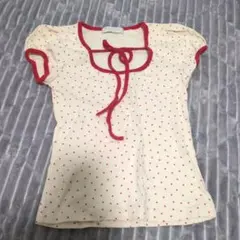 リボン付きパフスリーブTシャツ