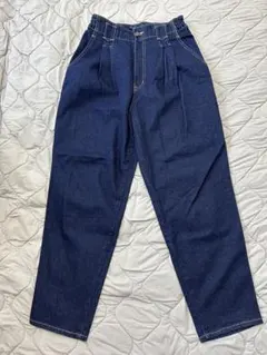 美品 cecilene デニムパンツ インディゴブルー タック入り