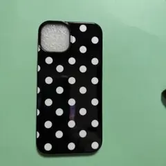 【値下げ中】　iPhone14 ドット柄 ケース 水玉　黒白