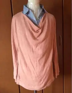 ブラウス風ニット♡ピンク ストライプ カジュアル キレイ系