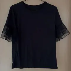 DHOLIC レディース Tシャツ トップス M S フリル 黒 ブラック