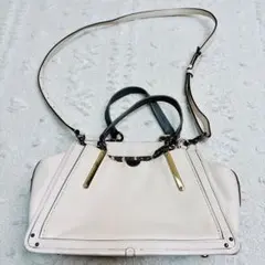 COACH レザー ハンドバッグ ショルダーバッグ アイボリー×グレー