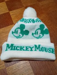【90s当時物】ディズニー ミッキーマウス ボンボンニット帽 レトロ クロス製