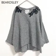 新品✨BEARDSLEY リネンフラワーモチーフブラウス 黒 2way 麻 半袖